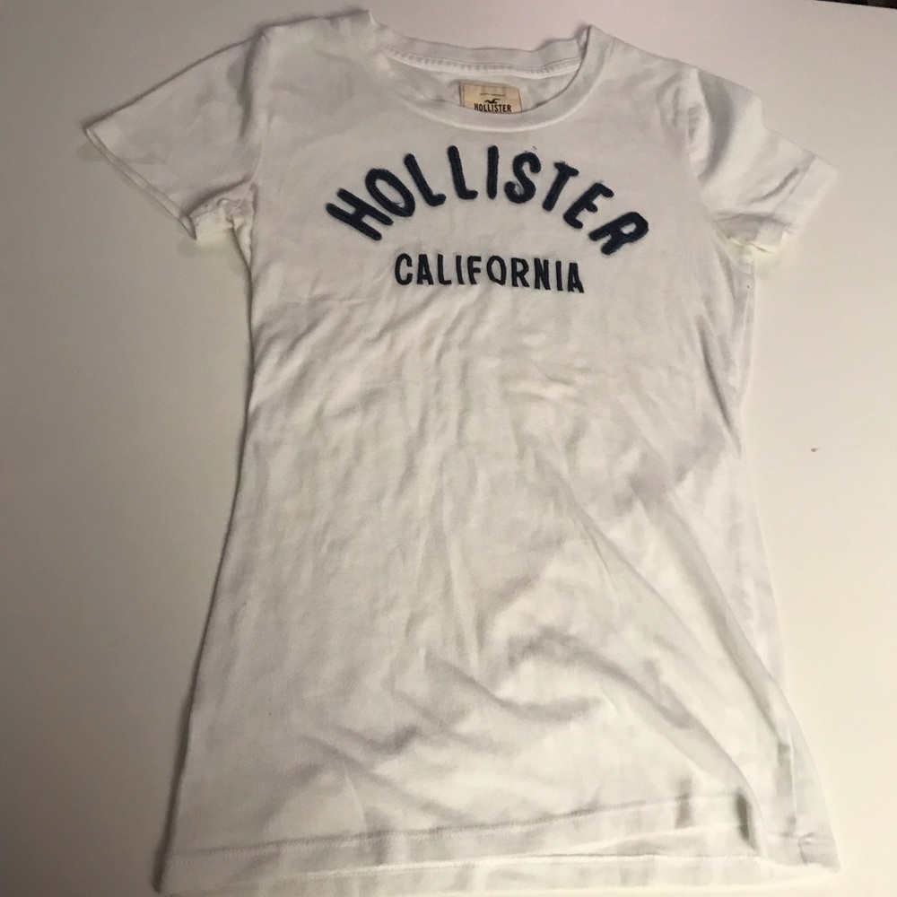 White and Navy Blue Hollister Tee